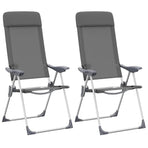 Folding Camping Chairs 2 pcs Grey Aluminium