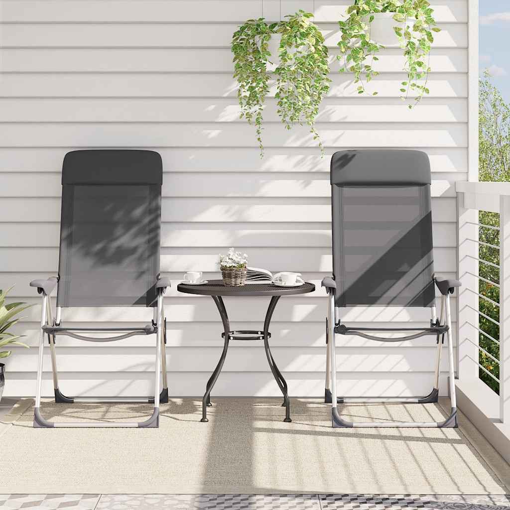 Folding Camping Chairs 2 pcs Grey Aluminium