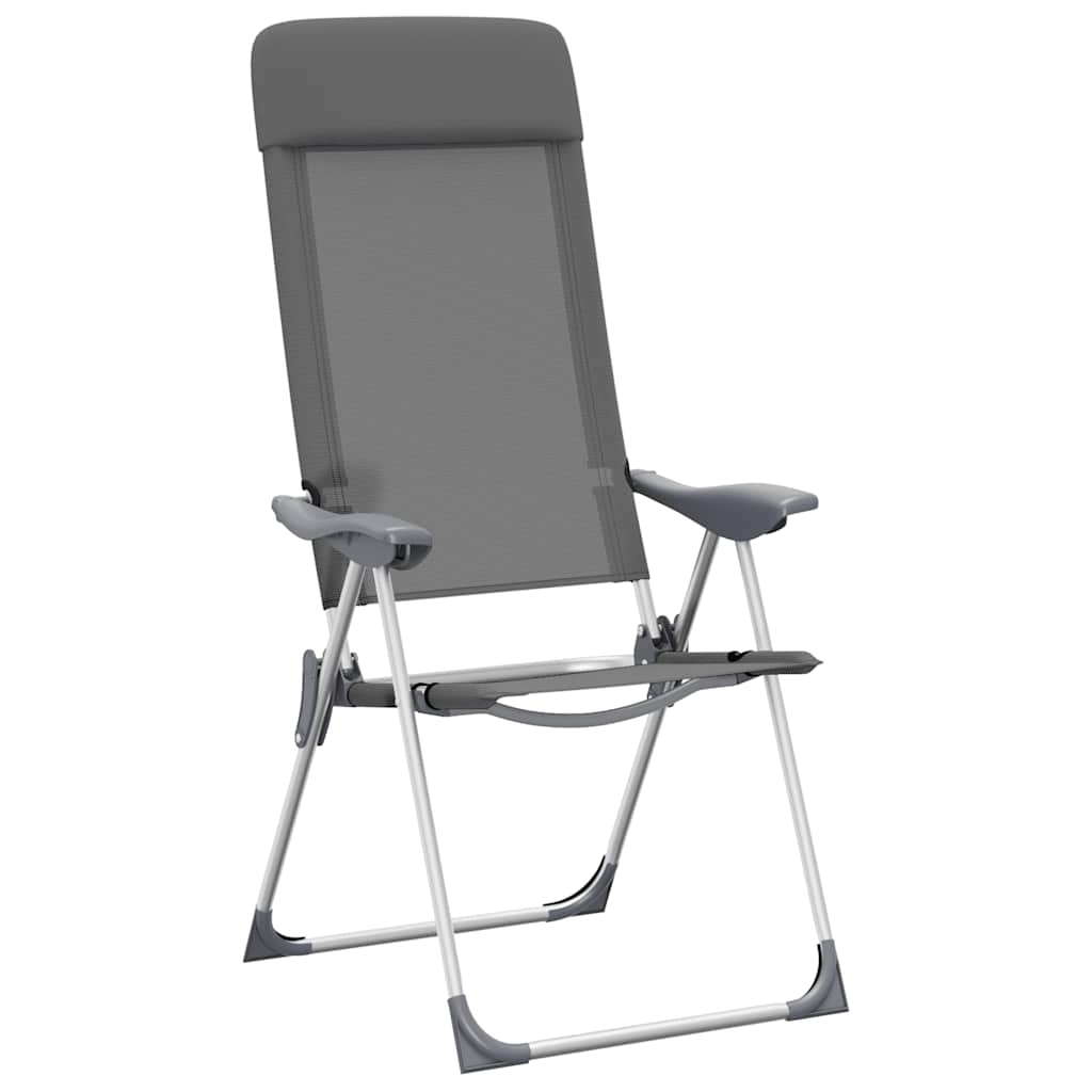 Folding Camping Chairs 2 pcs Grey Aluminium