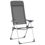 Folding Camping Chairs 2 pcs Grey Aluminium