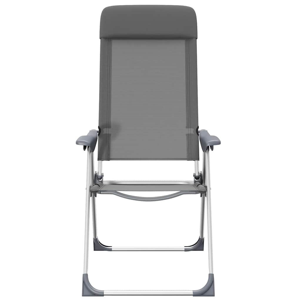 Folding Camping Chairs 2 pcs Grey Aluminium