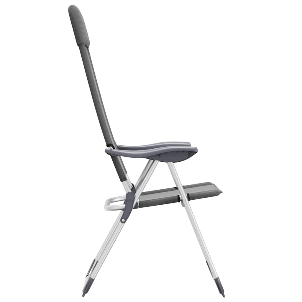 Folding Camping Chairs 2 pcs Grey Aluminium