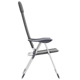 Folding Camping Chairs 2 pcs Grey Aluminium
