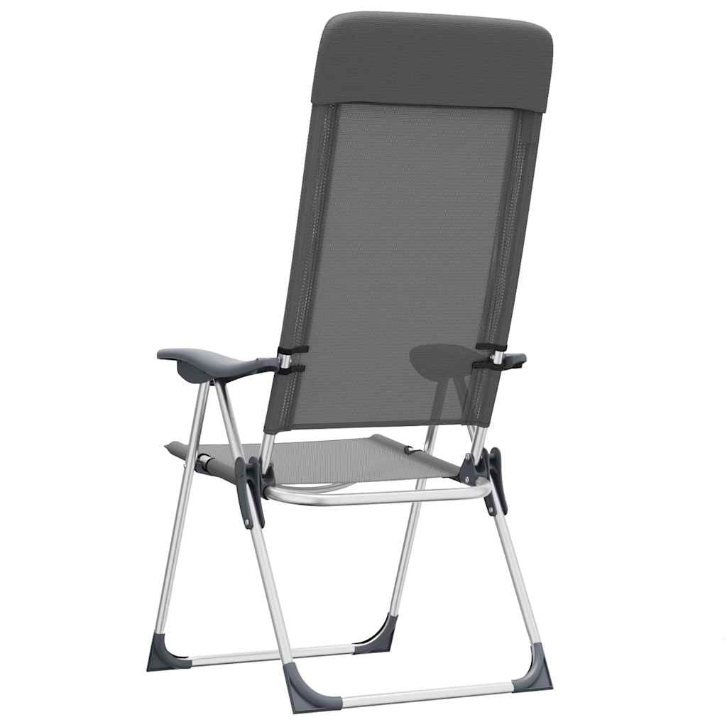 Folding Camping Chairs 2 pcs Grey Aluminium
