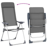 Folding Camping Chairs 2 pcs Grey Aluminium