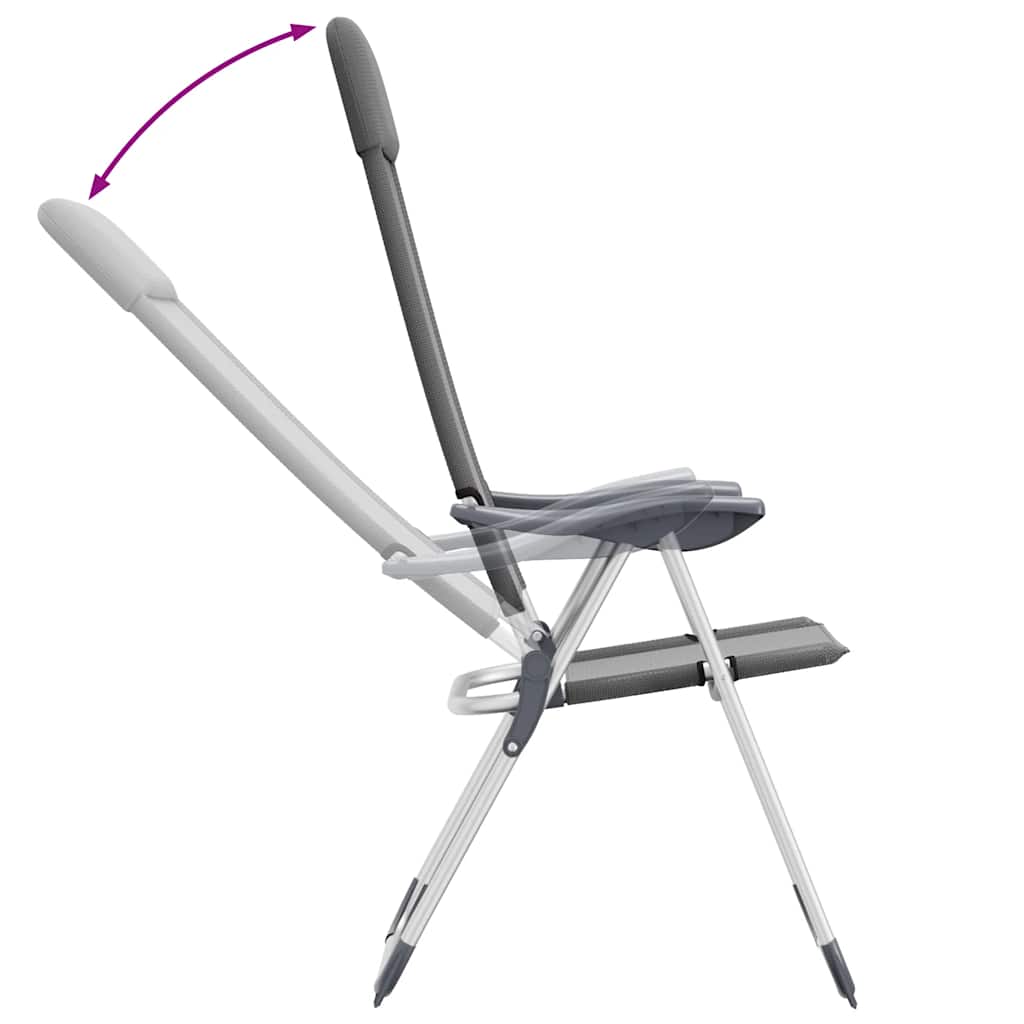Folding Camping Chairs 2 pcs Grey Aluminium