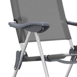 Folding Camping Chairs 2 pcs Grey Aluminium