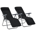 Folding Chairs with Cushions 2 pcs Black