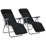 Folding Garden Chairs with Cushions 2 pcs Black
