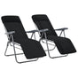 Folding Chairs with Cushions 2 pcs Black