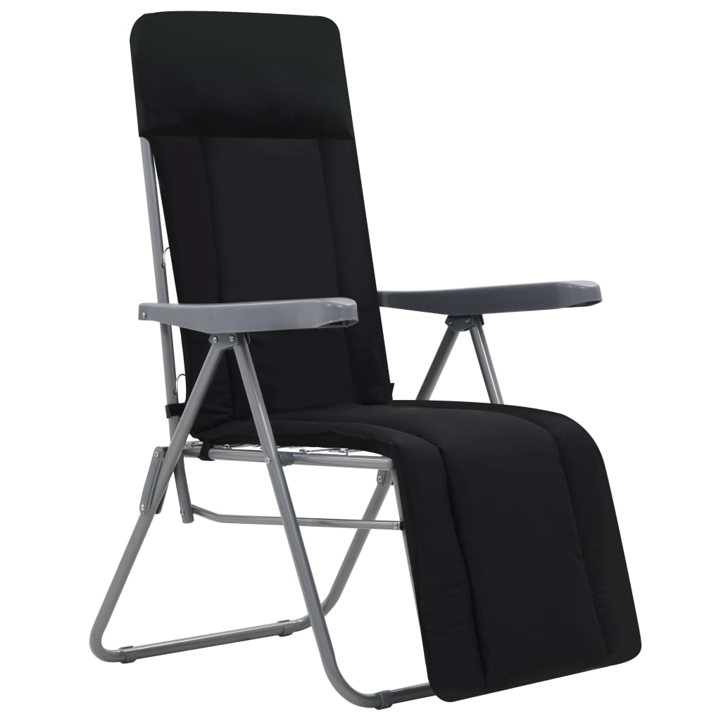 Folding Chairs with Cushions 2 pcs Black