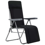 Folding Garden Chairs with Cushions 2 pcs Black - Front View