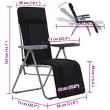 Folding Chairs with Cushions 2 pcs Black