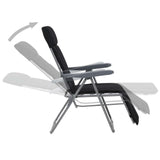 Folding Garden Chairs with Cushions 2 pcs Black - Side View