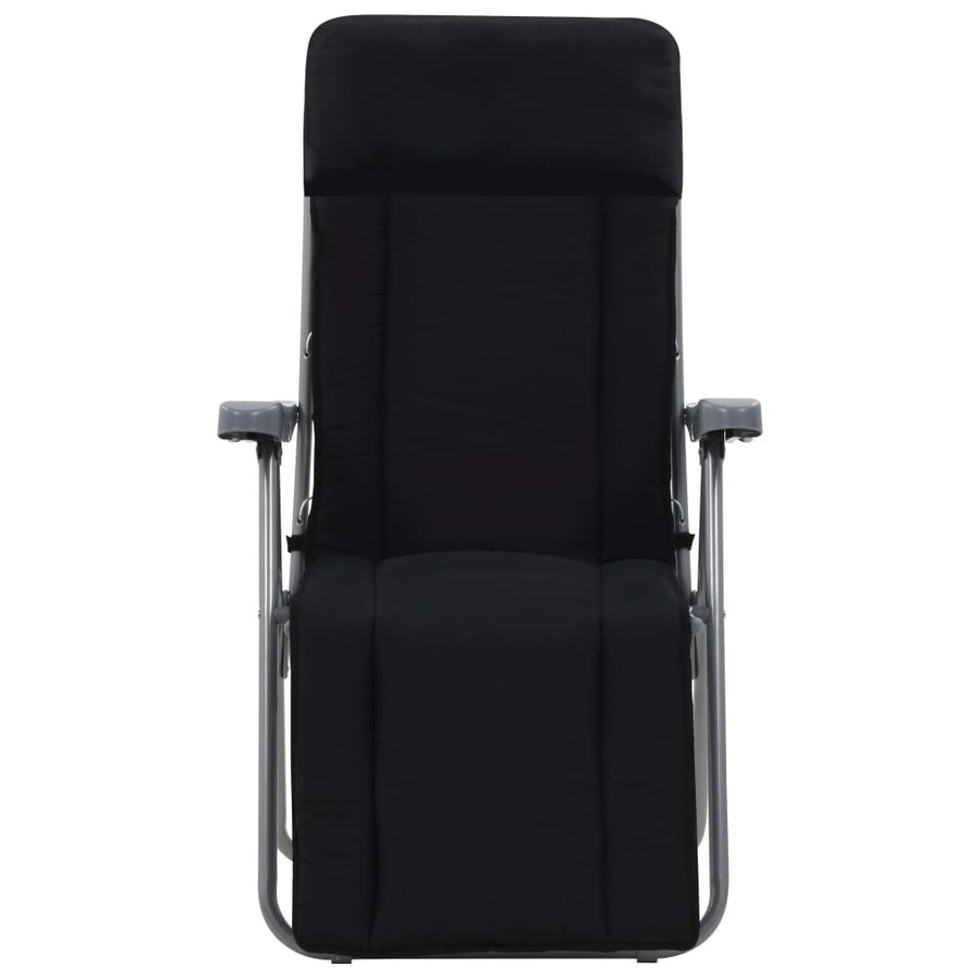 Folding Chairs with Cushions 2 pcs Black