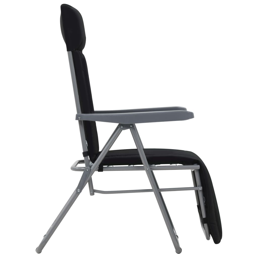 Folding Chairs with Cushions 2 pcs Black
