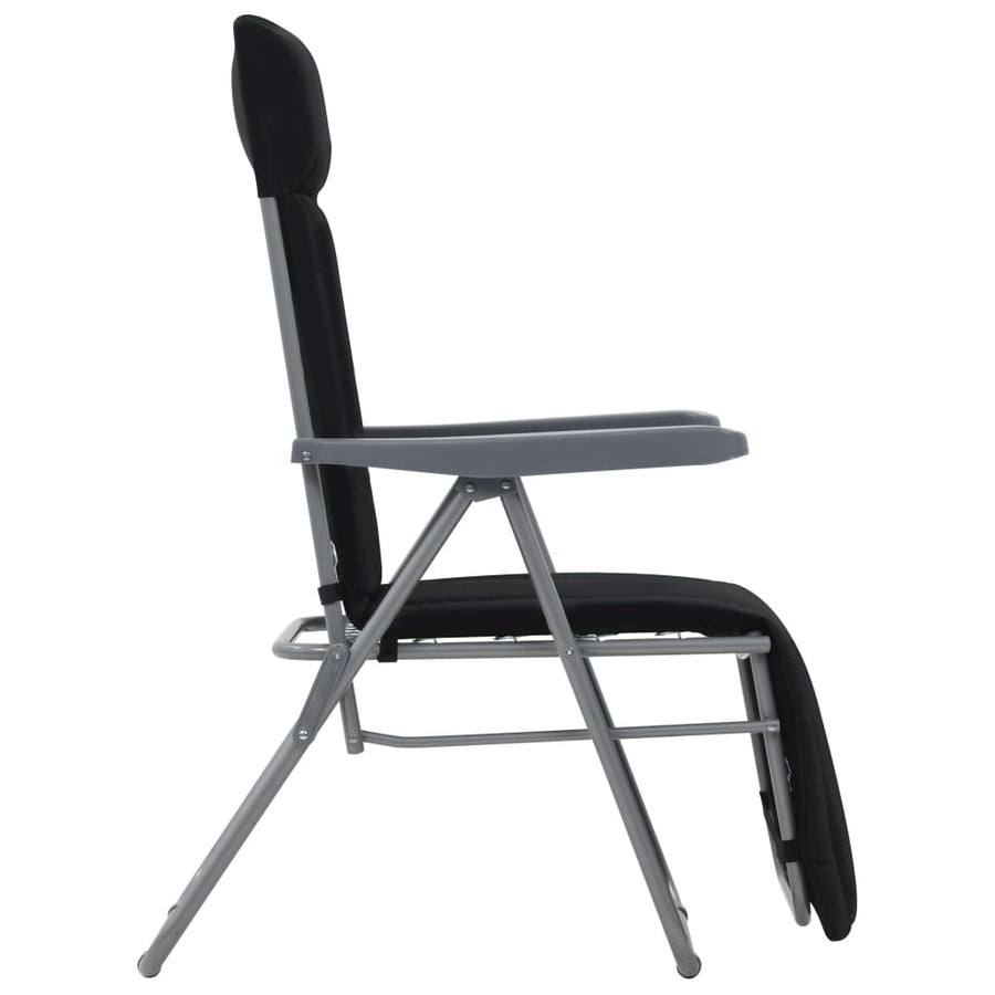 Folding Chairs with Cushions 2 pcs Black