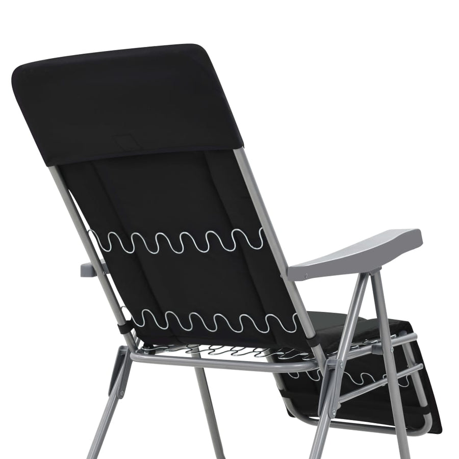 Folding Chairs with Cushions 2 pcs Black