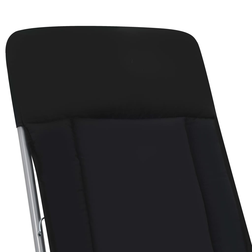 Folding Chairs with Cushions 2 pcs Black