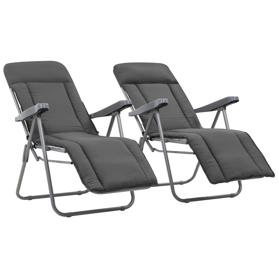Folding Chairs with Cushions 2 pcs Grey