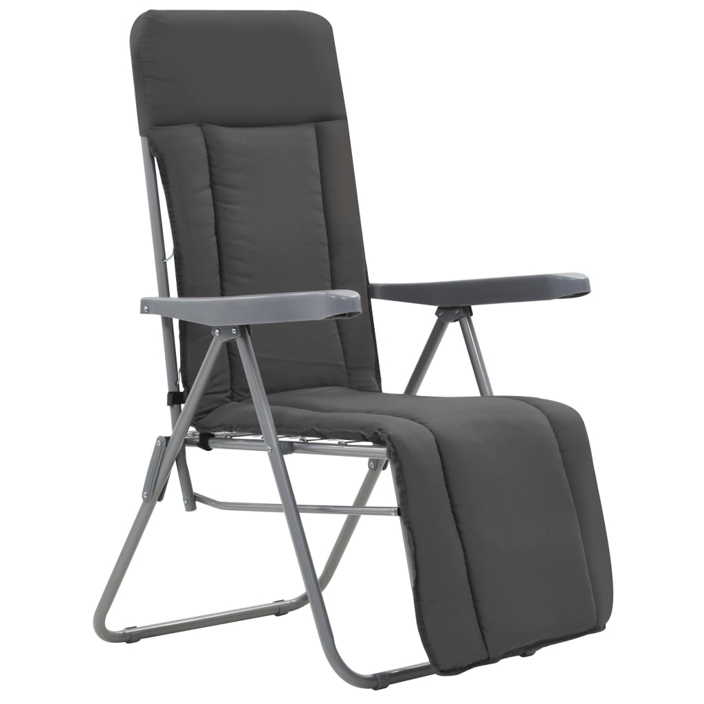 Folding Garden Chairs with Cushions 2 pcs Grey