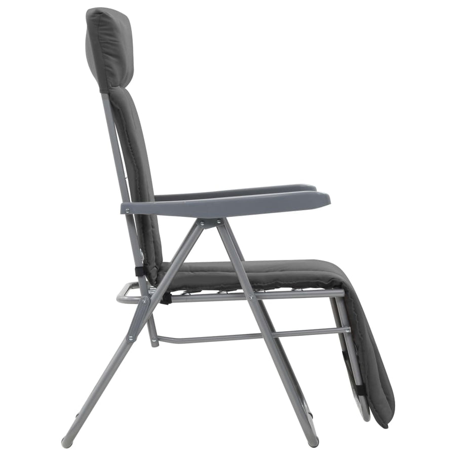 Folding Chairs with Cushions 2 pcs Grey