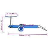 Folding Sun Lounger with Canopy and Wheels Steel Blue