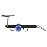 Folding Sun Lounger with Canopy and Wheels Steel Black - 45-Degree Angle