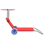 Folding Sun Lounger with Canopy and Wheels Steel Red