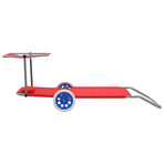 Folding Sun Lounger with Canopy and Wheels Steel Red
