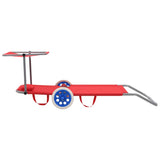Folding Sun Lounger with Canopy and Wheels Steel Red - 45-Degree Angle