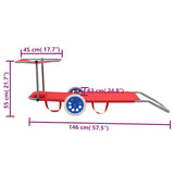 Folding Sun Lounger with Canopy and Wheels Steel Red