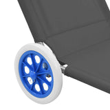 Folding Sun Lounger with Canopy and Wheels Steel Grey - Low Angle