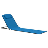 Folding Beach Mats 2 pcs Steel and Fabric Blue - Front View