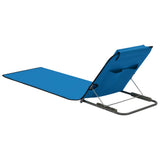 Folding Beach Mats 2 pcs Steel and Fabric Blue - Top-Down View