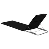 Folding Beach Mats 2 pcs Steel and Fabric Black - Top-Down View