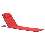 Folding Beach Mats 2 pcs Steel and Fabric Red - Front View