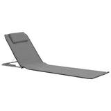 Folding Beach Mats 2 pcs Steel and Fabric Grey - Front View