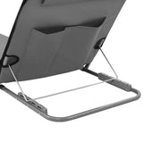 Folding Beach Mats 2 pcs Steel and Fabric Grey - 45-Degree Angle