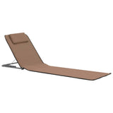Folding Beach Mats 2 pcs Steel and Fabric Brown - Front View