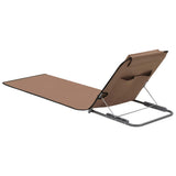 Folding Beach Mats 2 pcs Steel and Fabric Brown - Top-Down View