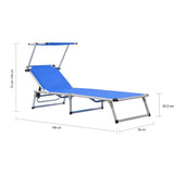 Folding Sun Lounger with Roof Aluminium and Textilene Blue - Extra Image