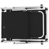 Folding Sun Lounger with Roof Aluminium and Textilene Black - 45-Degree Angle