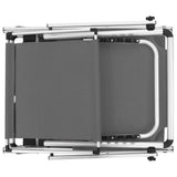 Folding Sun Lounger with Roof Aluminium and Textilene Grey - 45-Degree Angle
