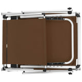Folding Sun Lounger with Roof Aluminium and Textilene Brown - 45-Degree Angle