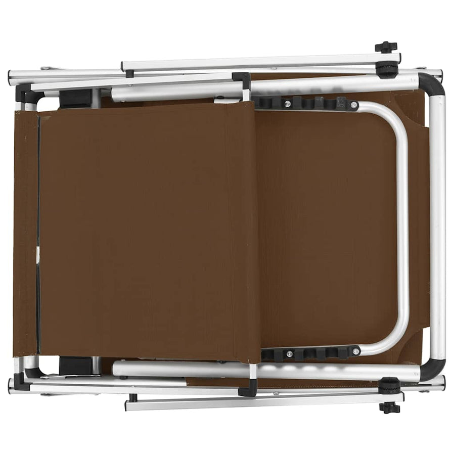 Folding Sun Lounger with Roof Aluminium and Textilene Brown