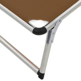 Folding Sun Lounger with Roof Aluminium and Textilene Brown - Extra Image