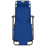 Folding Sun Loungers 2 pcs with Footrests Steel Blue