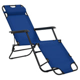 Folding Sun Loungers 2 pcs with Footrests Steel Blue - Top-Down View