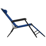 Folding Sun Loungers 2 pcs with Footrests Steel Blue - 45-Degree Angle